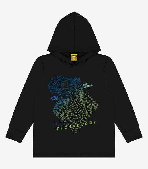 Image_Camiseta Infantil Manga Longa Com Capuz Rovi Kids Preto