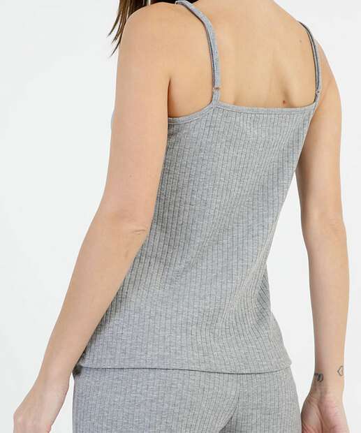 Pijama Feminino Canelado Recorte Alças Finas Marisa