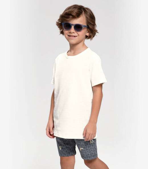 Image_Camiseta Infantil Masculina  Meia Malha Trick Nick Bege