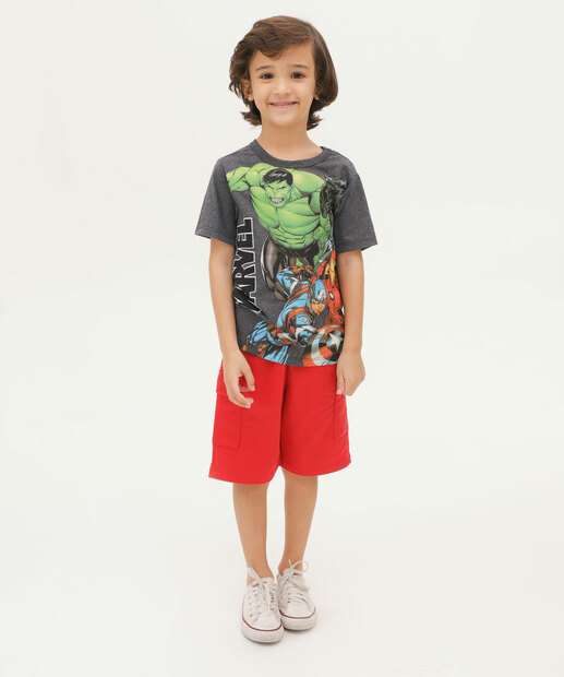 Camiseta Infantil Manga Curta Vingadores Marvel Tam 4 a 10