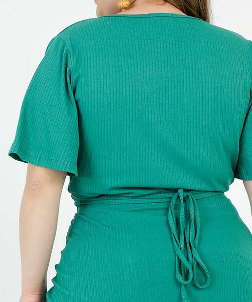 Blusa Plus Size Feminina Cropped Canelada Marisa