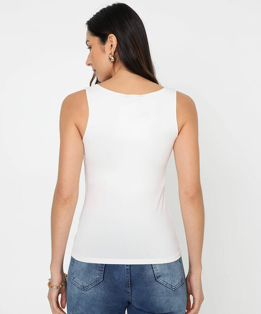 Blusa Regata Feminina Lisa Marisa Off White
