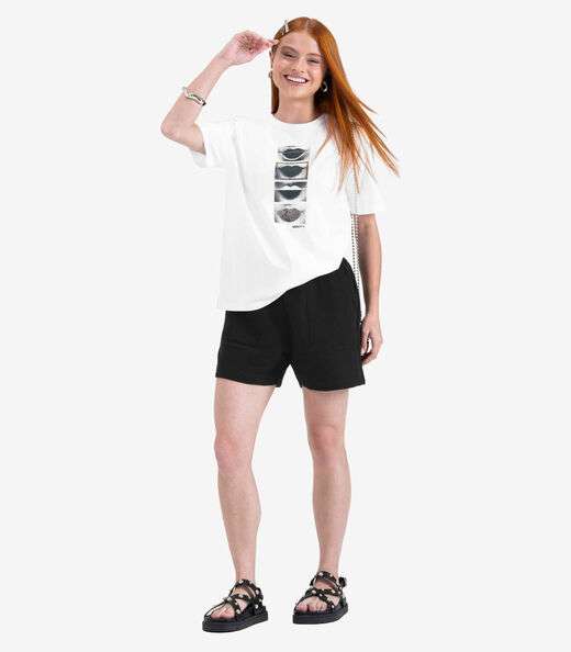 Camiseta T-Shirt Manga Curta em Meia Malha Minty Branco