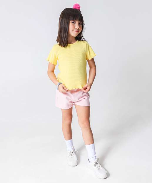 Blusa Infantil Canelada Brilho Marisa Tam 4 a 10 Amarelo