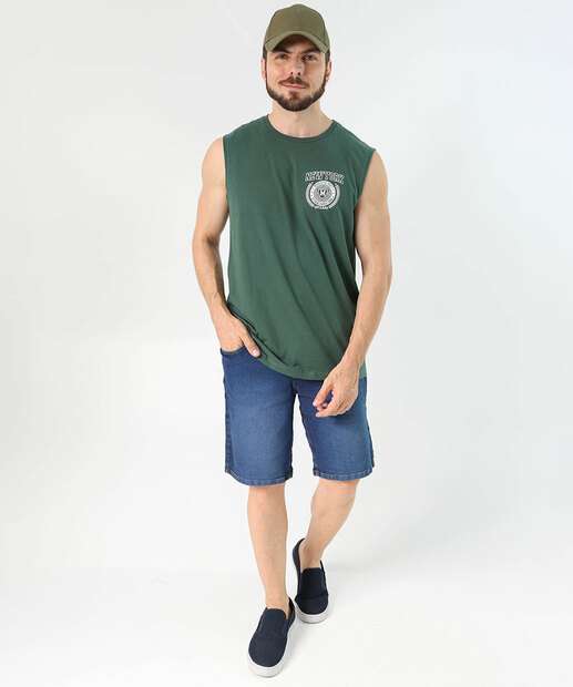 Regata Masculina Machão Estampada Marisa Off White