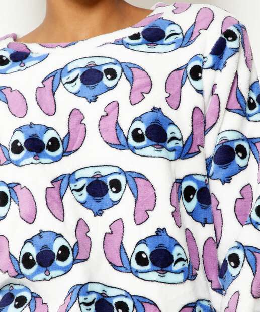 Pijama Feminino Fleece Stitch Manga Longa Disney