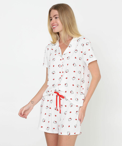 Image_Pijama Feminino Americano Hello Kitty Sanrio Off White