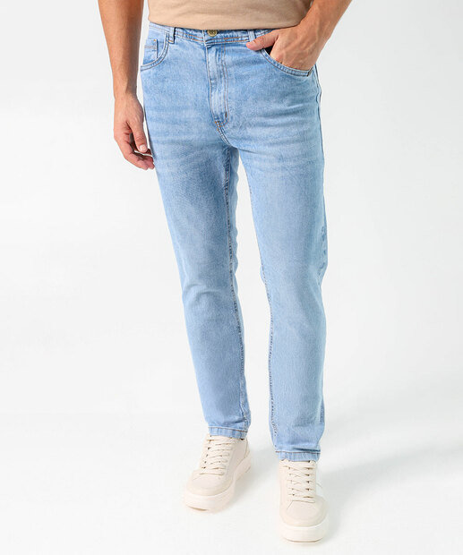 Calça Masculina Jeans Slim Bolsos Azul