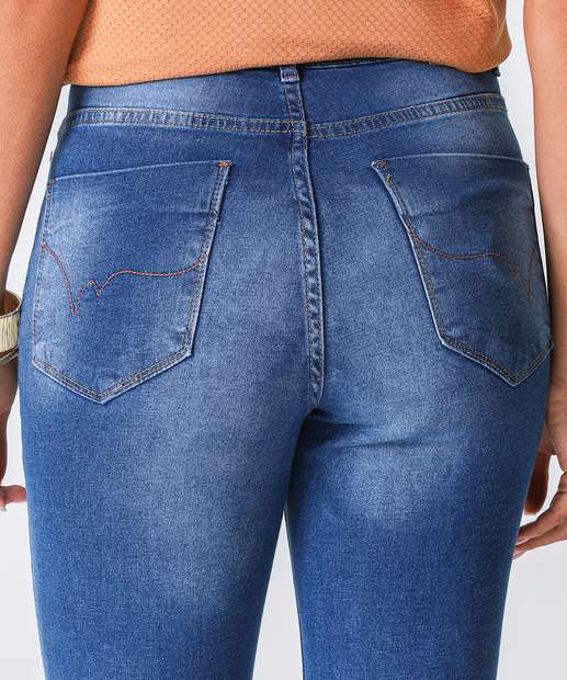 Calça Jeans Skinny Puídos Feminina