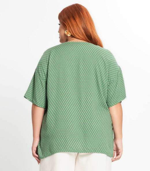 Camisa Feminina Plus Size Estampada Secret Glam Verde