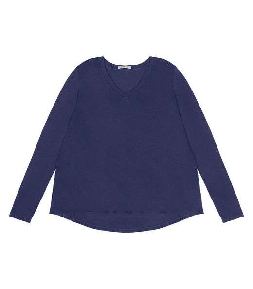 Blusa Manga Longa Visco Tricot Secret Glam Azul