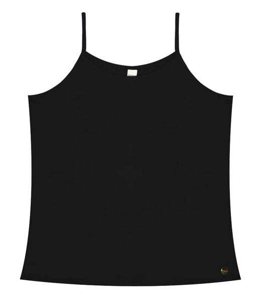 Blusa de Alça Feminina Viscotorcion Básica Rovitex Preto