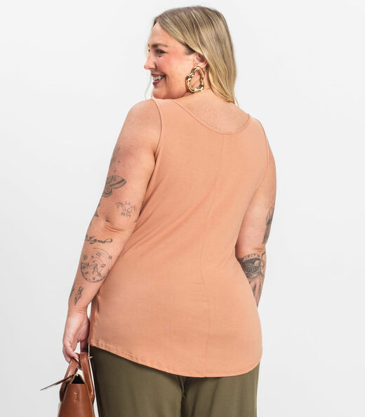 Regata Feminina Plus Size Secret Glam Marrom