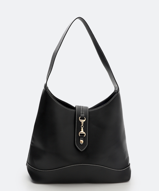 Bolsa De Ombro Tote Feminina Fivela Marisa Preta