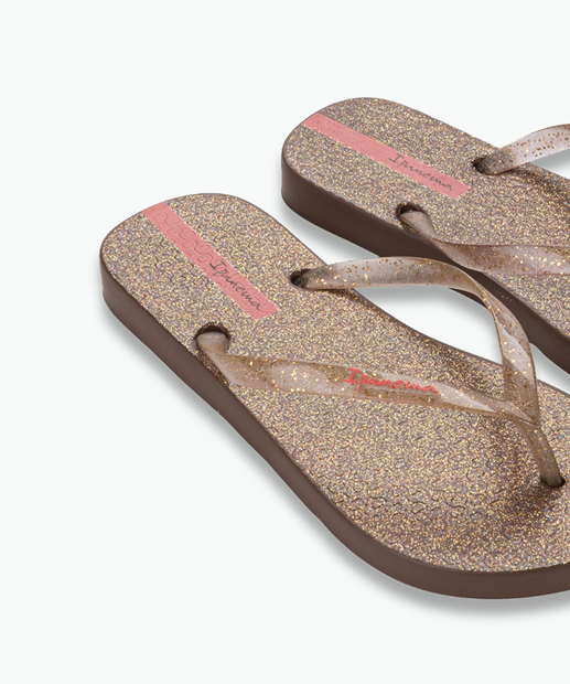 Chinelo Ipanema Feminino Glitter Marrom
