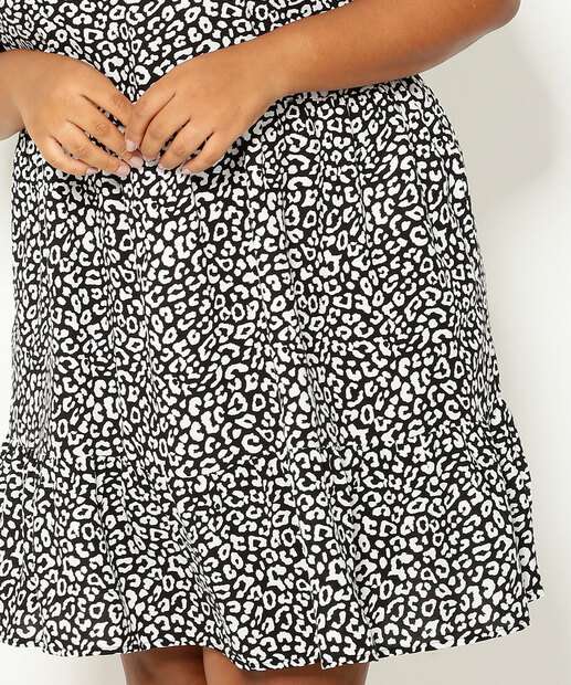 Vestido Plus Size Feminino Animal Print Manga Curta Marisa