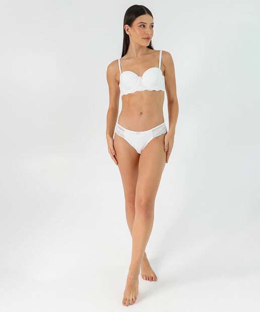 Calcinha Biquíni Recorte Renda Marisa Off White