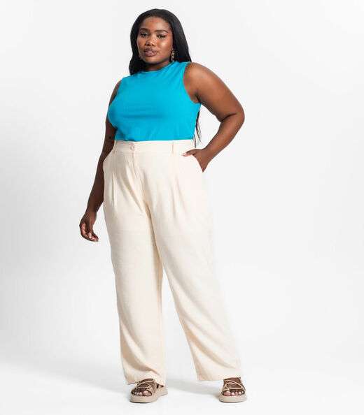 Regata Plus Size Em Ribana Canelada Secret Glam Azul