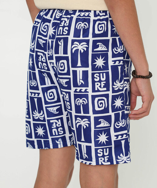 Bermuda Juvenil Tactel Estampada MR Tam 10 a 16 Branco