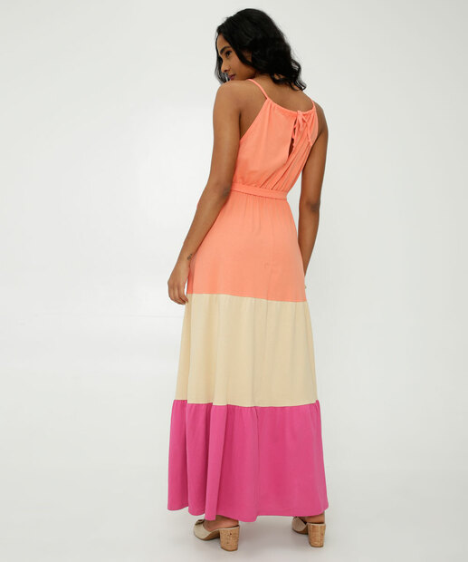 Vestido Longo Feminino Recorte Amarração Marisa