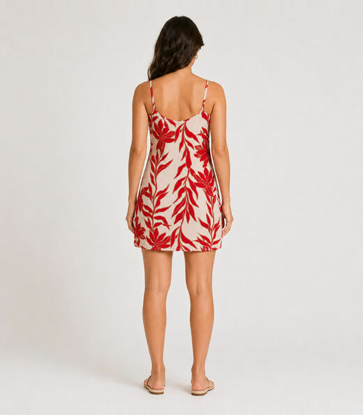 Vestido Estampado Rovitex Bege