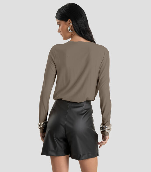 Blusa Feminina Degagê em Malha de Viscose Dianna Marrom