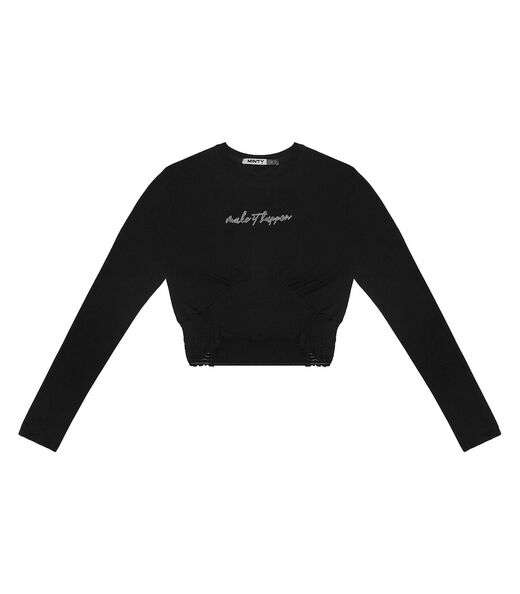 Blusa Juvenil Manga Longa Minty Preto