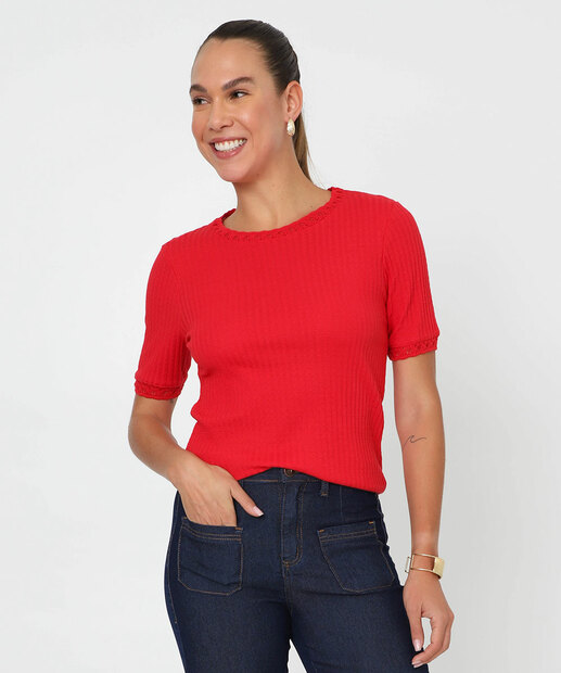 Image_Blusa Feminina Textura Manga Curta Marisa Vermelho