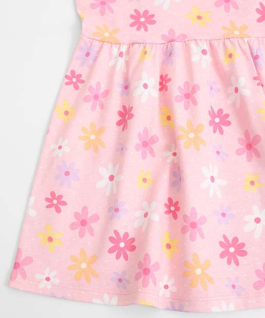 Vestido Infantil Estampa Flores Marisa Tam 1 a 3 Rosa