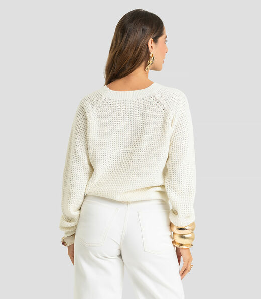 Sueter Feminino Em Tricot Dianna Bege