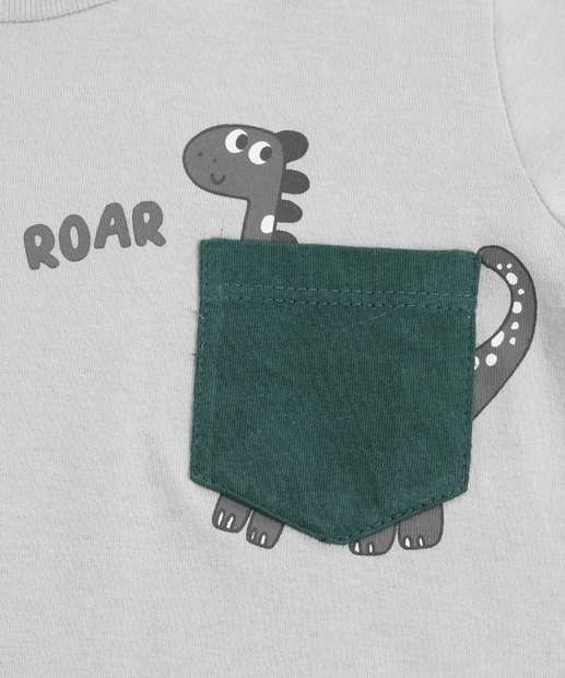 Camiseta Infantil Dinossauro Marisa Tam 1 a 3 Bege