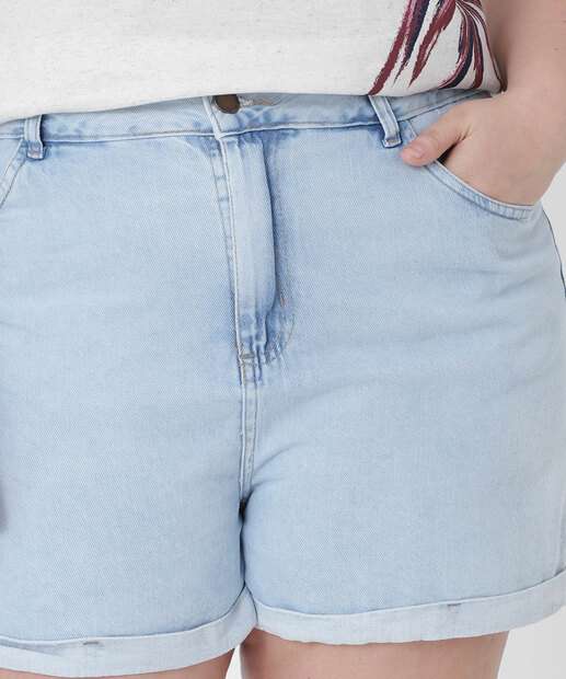 Short Plus Size Feminino Jeans Bolsos