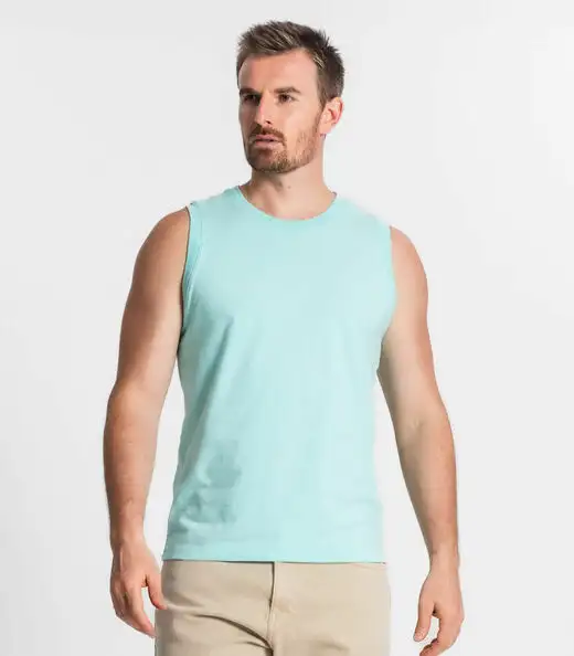 Regata Masculina Básico Meia Malha Diametro Azul