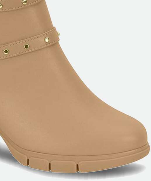 Bota Feminina Cano Curto Salto Grosso Tachas Modare 
