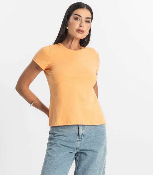 Image_Blusa Feminina Cotton Leve Básica Rovitex Laranja