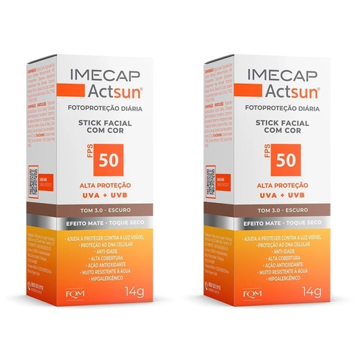 Image_Kit com 2 Unidades de Protetor Solar Facial Stick Imecap Actsun FPS 50 Escuro 14