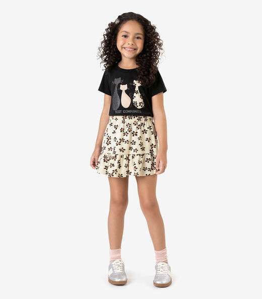 Conjunto Blusa com Saia infantil Rovi Kids Preto