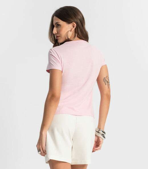 Blusa Baby Look Feminina Estampada Select Rosa