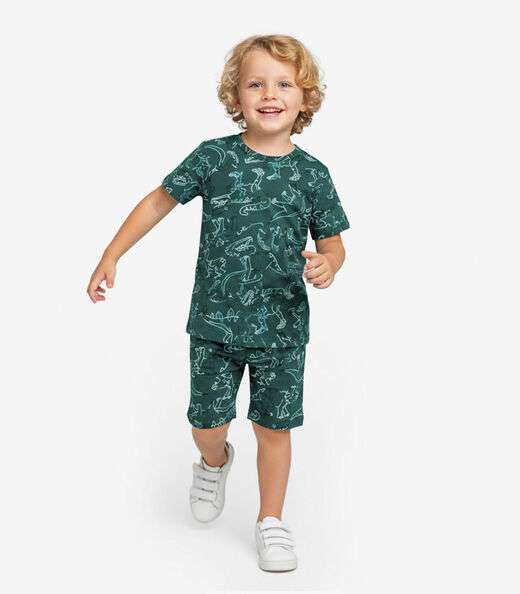 Pijama Infantil Camiseta e Bermuda Select Verde