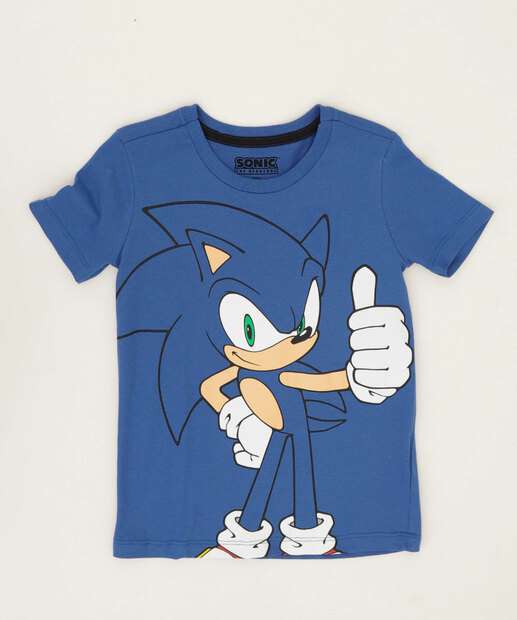 Camiseta Infantil Manga Curta Sonic Tam 4 a 10