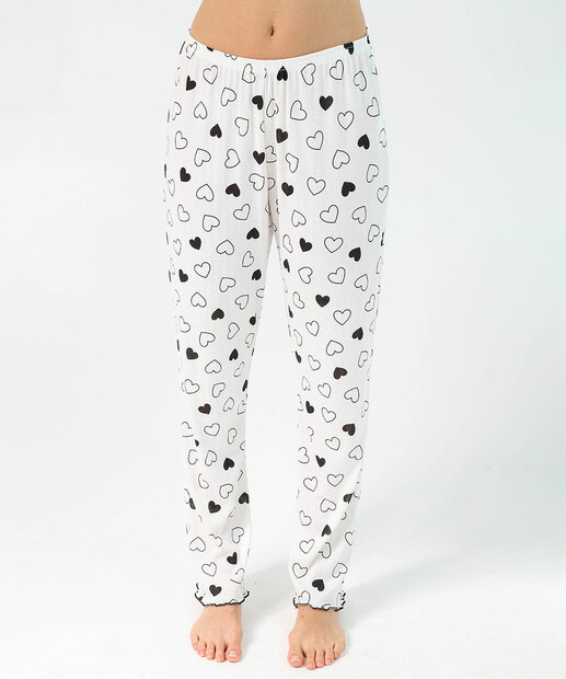 Pijama Feminino Estampado Manga Longa Marisa Preto