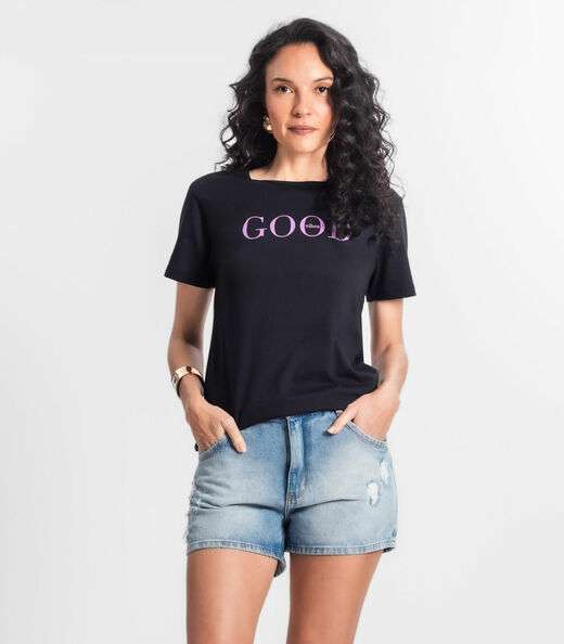 T-shirt Feminina Estampada Select Preto