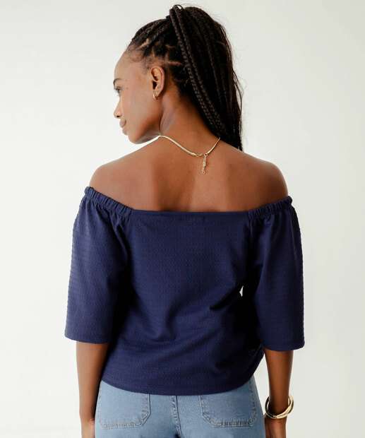 Blusa Ciganinha Feminina Folha Marisa Azul