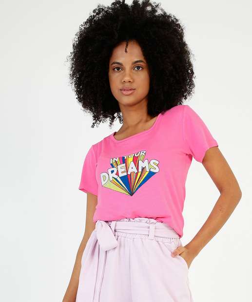 Blusa Feminina Estampa Frase Manga Curta