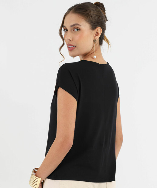 Blusa Feminina Manga Curta Marisa Preto