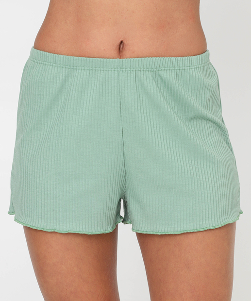 Pijama Feminino Canelado Renda Alças Largas Marisa Verde