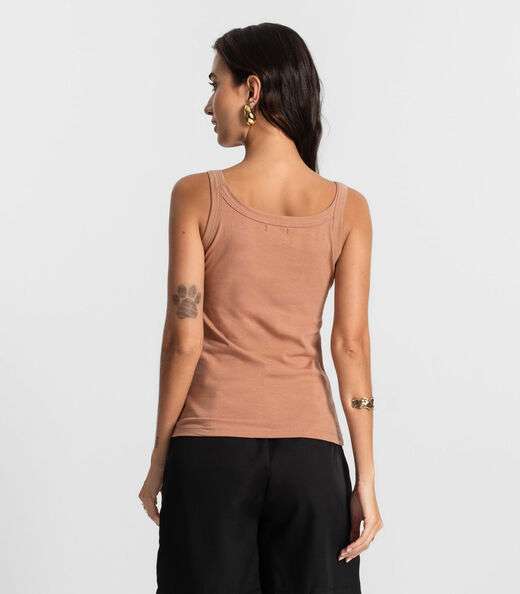 Regata Feminina Cotton 30 Básica KO Marrom