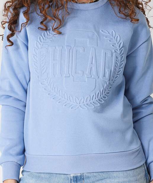 Blusão Feminino Moletom Flanelado Marisa Azul