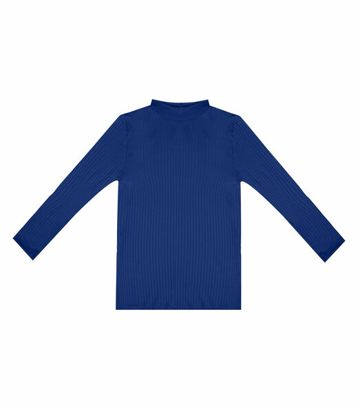 Blusa Manga Longa Feminina Canelada Select Azul