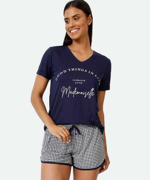 Pijama Feminino Estampado Manga Curta Marisa